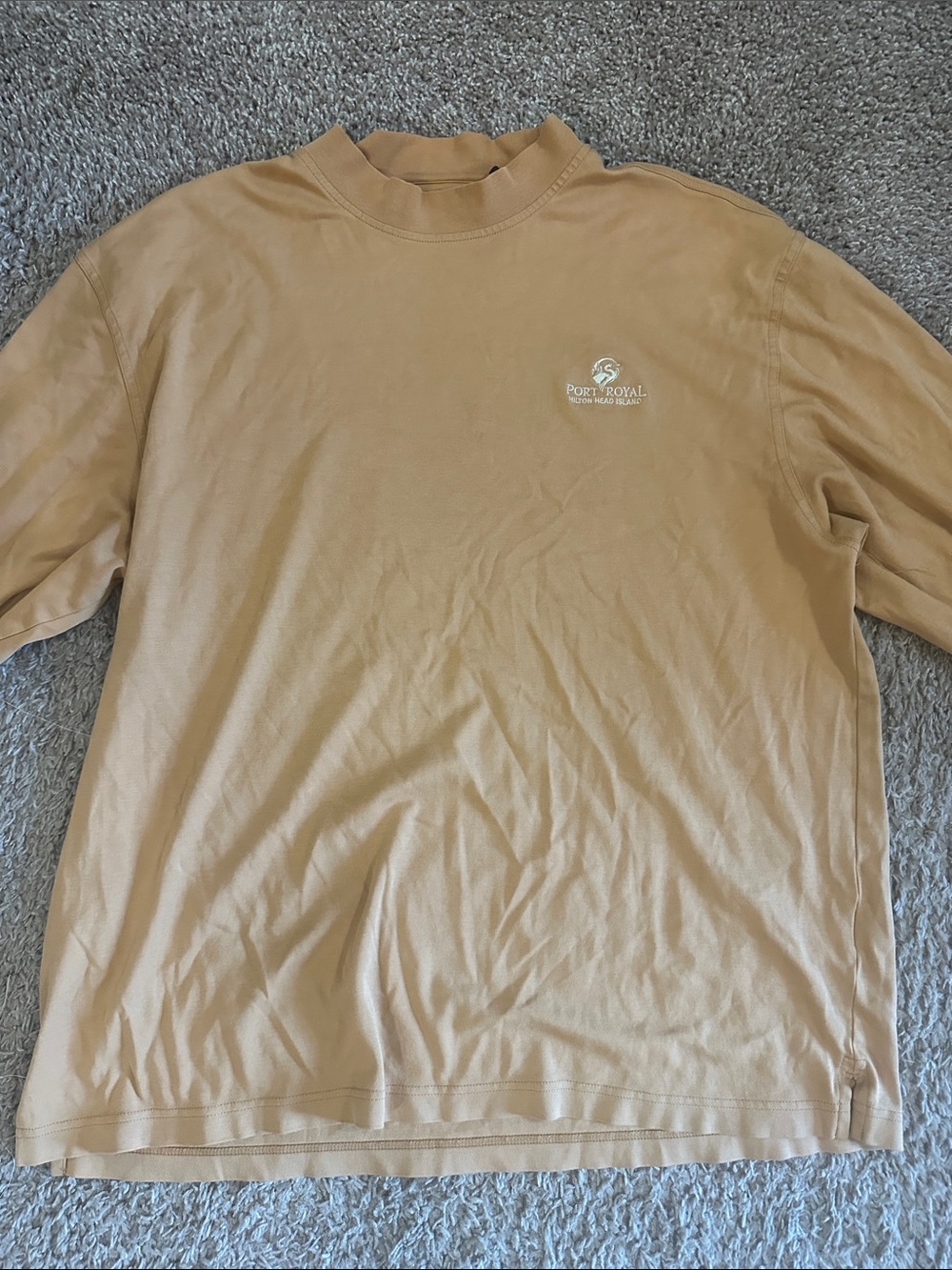 Port Royal Oxford Golf Sandstone Beige Graphic Long Sleeve Tee